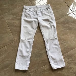 LOFT White Distressed Boyfriend Jeans
